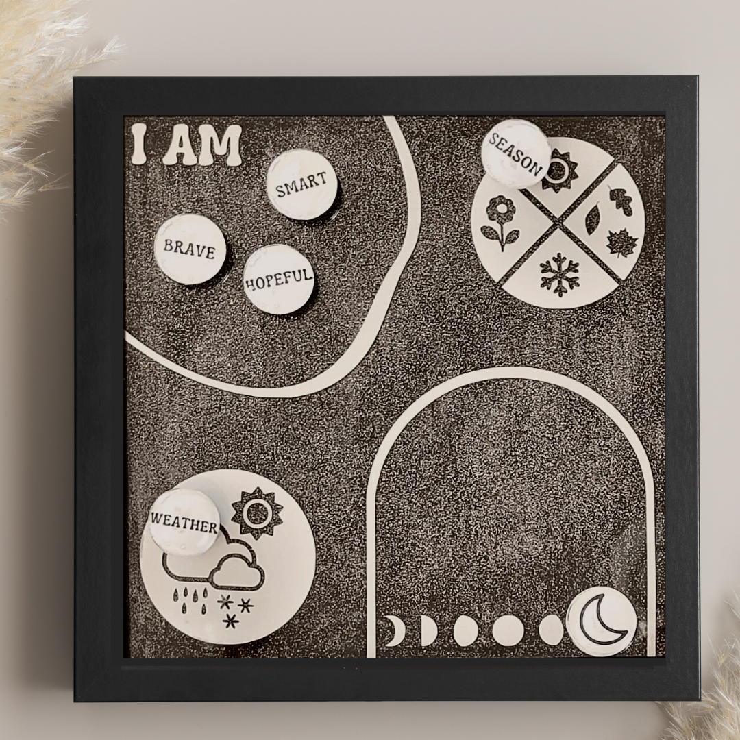 cosmic affirmation station - kid's magnetic board for positive play & seasonal magic